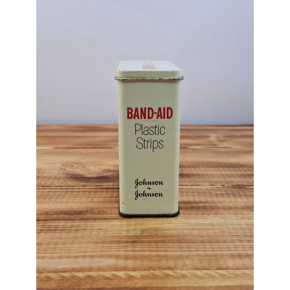 Vintage Johnson & Johnson‎ Plastic Strips Empty Band-Aid Tin Metal Box Container